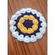 Bardak altlığı El yapımı örgü  - Çap 10 cm-sarı-siyah-beyaz