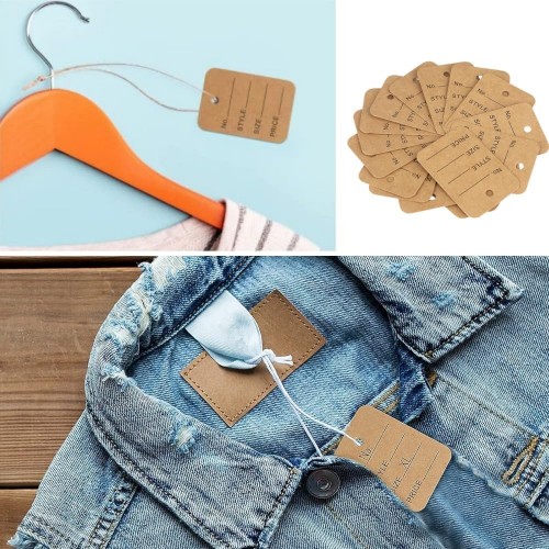 Kraft kağıdından 1000 adet hediye etiketi, 3,5 cm x 5 cm, etiket takı etiketleri, fiyat etiketleri, fiyat etiketleri için küçük el yapımı etiketler, asma etiketler, fiyat etiketleri