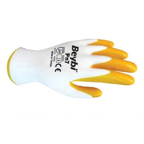Beybi Naylon Nitril Eldiven Pn7 Sarı No:9 (12 Çift) Beybi Naylon Nitril Eldiven Pn7 Sarı No:9 (12 Çift)