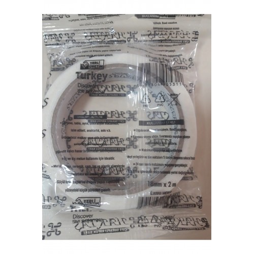 Haktaş çift Taraflı Köpük Bant / 18 Mm X 2 Mt Haktaş çift Taraflı Köpük Bant / 18 Mm X 2 Mt
